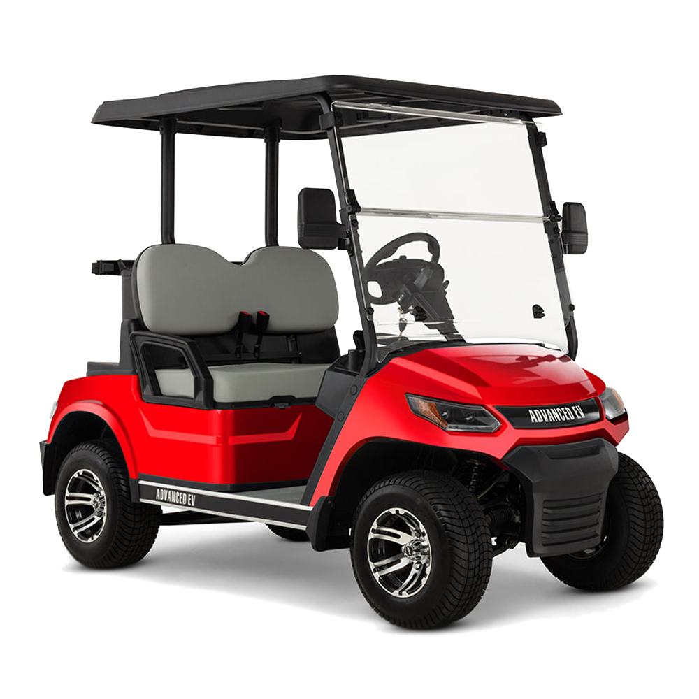 New 2023 Advanced-EV Advent 2 2-seater Electric Golf Car (Lithium), Metallic Red