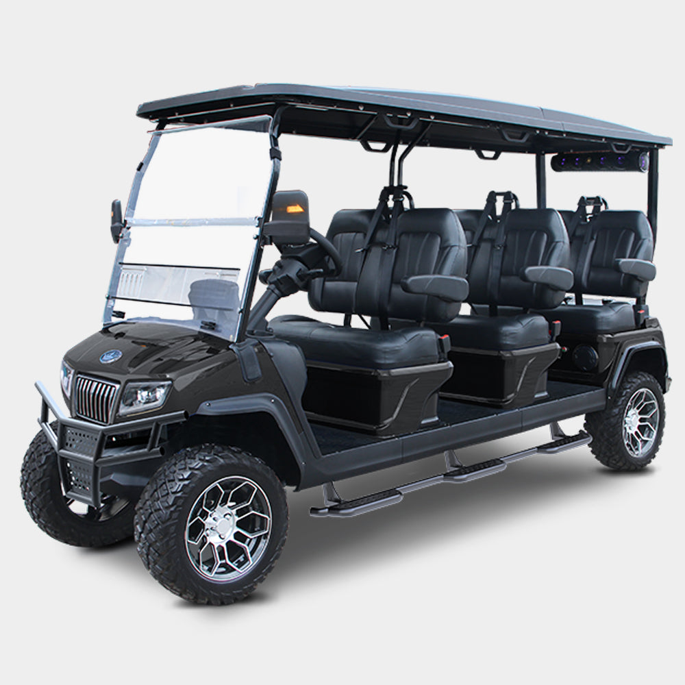 New 2023 Evolution D5 Maverick 6-Seater Electric Golf Car (Lithium), Black Sapphire
