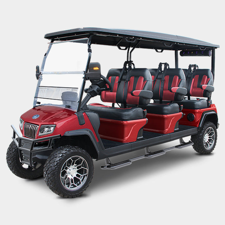 New 2023 Evolution D5 Maverick 6-Seater Electric Golf Car (Lithium), Flamenco Red