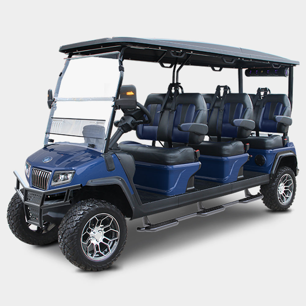 New 2023 Evolution D5 Maverick 6-Seater Electric Golf Car (Lithium), Mediterranean Blue