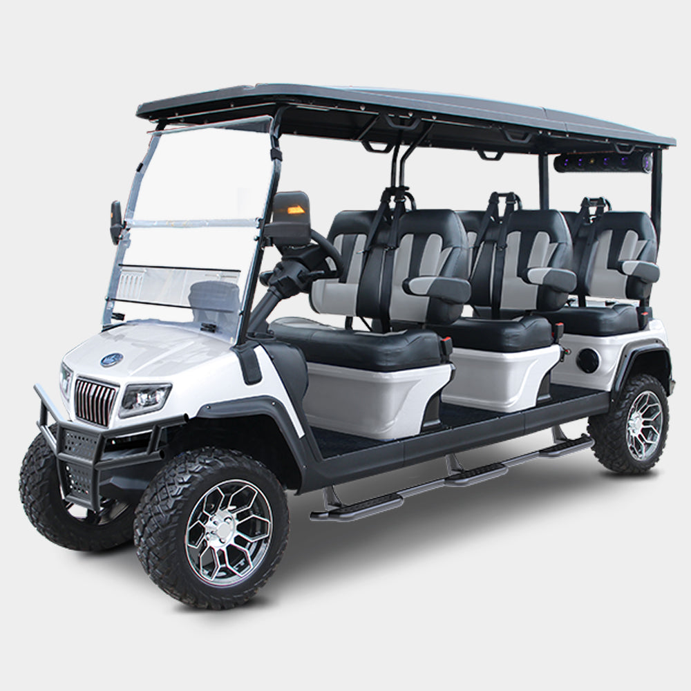 New 2023 Evolution D5 Maverick 6-Seater Electric Golf Car (Lithium), Mineral White