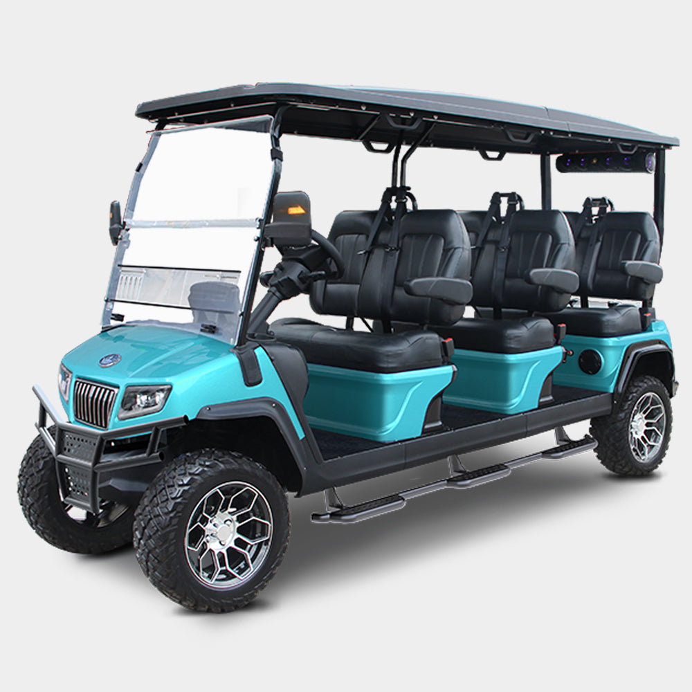 New 2023 Evolution D5 Maverick 6-Seater Electric Golf Car (Lithium), Sky Blue