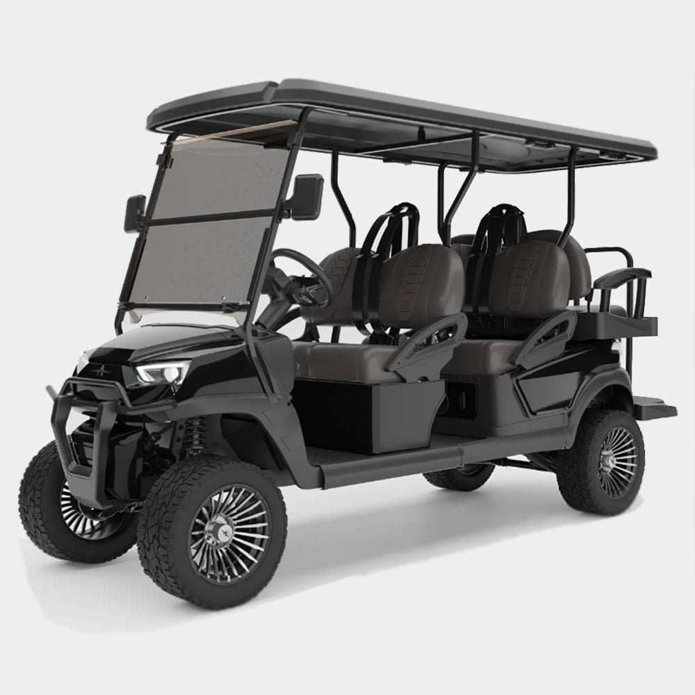 New 2024 Atlas 6 Passenger Lifted Electric Golf Car (Lithium), Jet Black