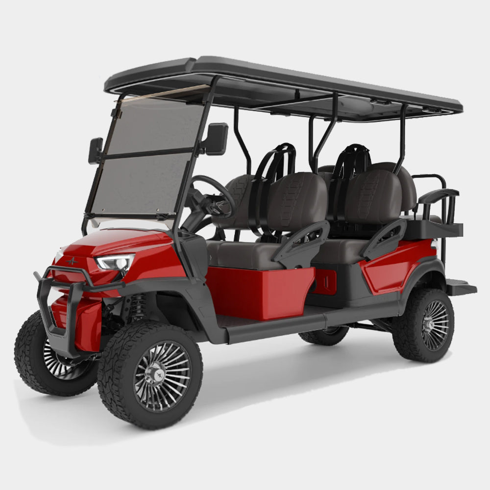 New 2024 Atlas 6 Passenger Lifted Electric Golf Car (Lithium), Ruby Red