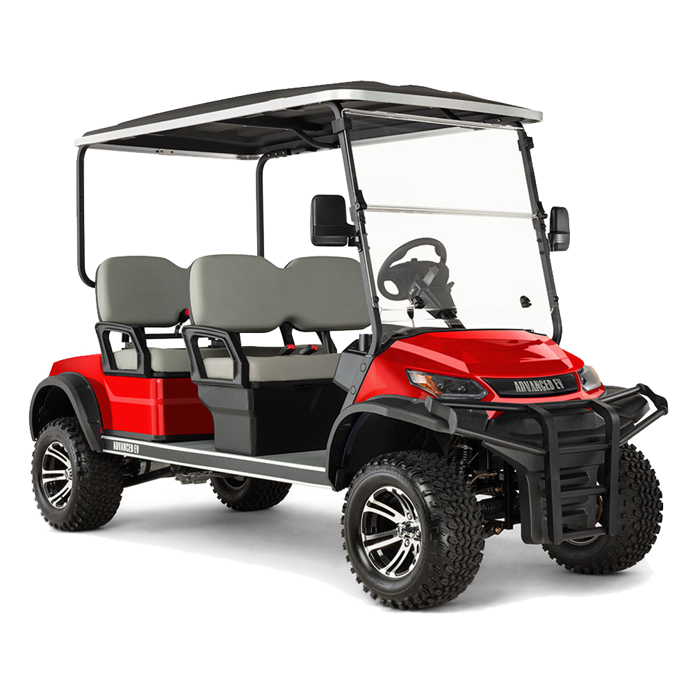 New 2023 Advanced-EV Advent 4FL Personal 4-seater Lifted Electric Golf Car (Lithium), Metallic Red