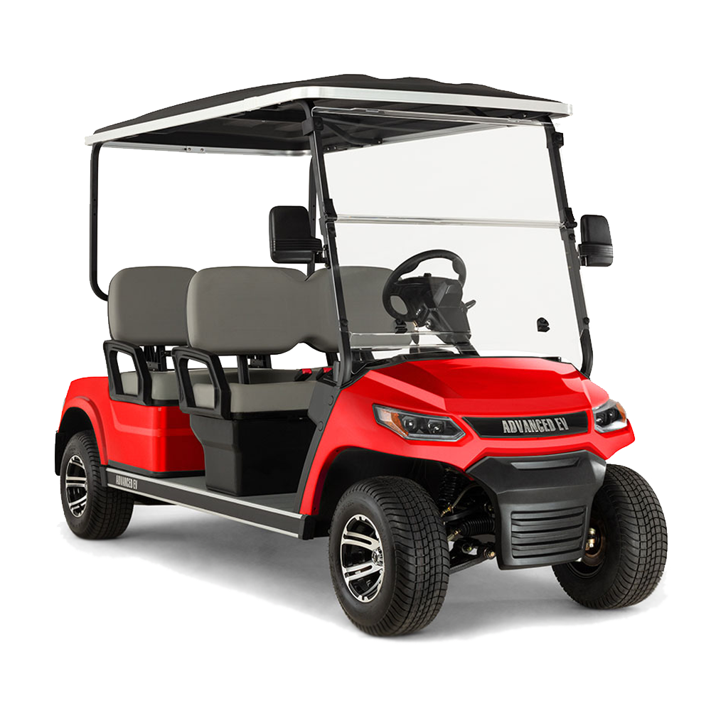 New 2023 Advanced-EV Advent 4F Personal 4-seater Electric Golf Car (Lithium), Metallic Red
