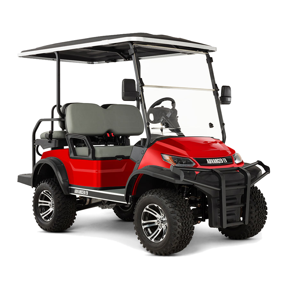 New 2023 Advanced-EV Advent 4L Personal 4-seater Lifted Electric Golf Car (Lithium), Metallic Red