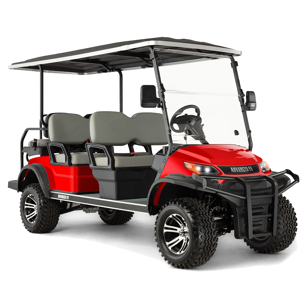 New 2023 Advanced-EV Advent 6L Personal 6-seater Lifted Electric Golf Car (Lithium), Metallic Red