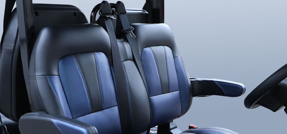 New 2024 Evolution D5 Maverick 2+2 4 Seater Electric Golf Car, Portimao Blue