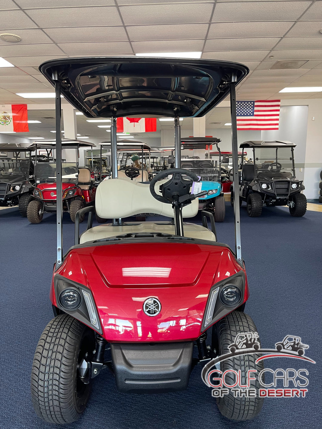 New 2023 Yamaha Drive2 PTV Personal 2-seater Electric Golf Car (Lead Acid), Coral Red