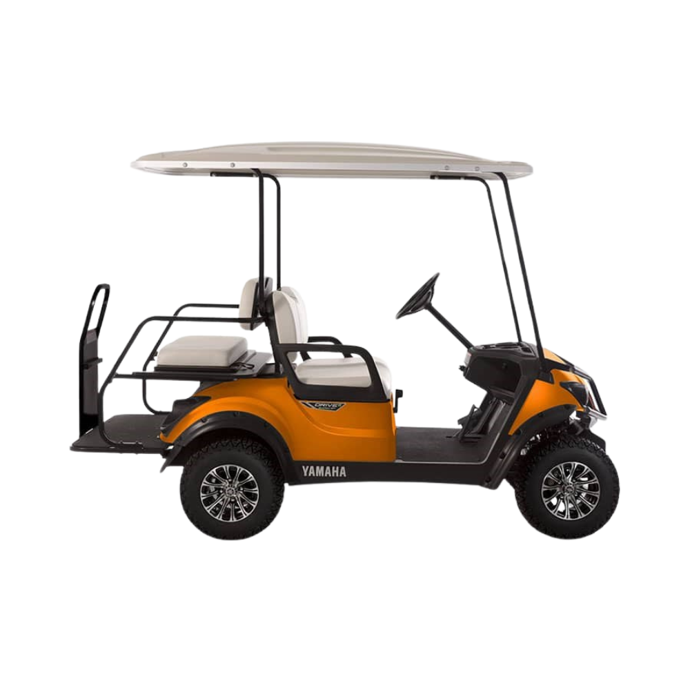 New 2023 Yamaha Adventurer Sport 2+2 Personal 4-seater Electric Golf Car (Lithium-Ion), Atomic Flame