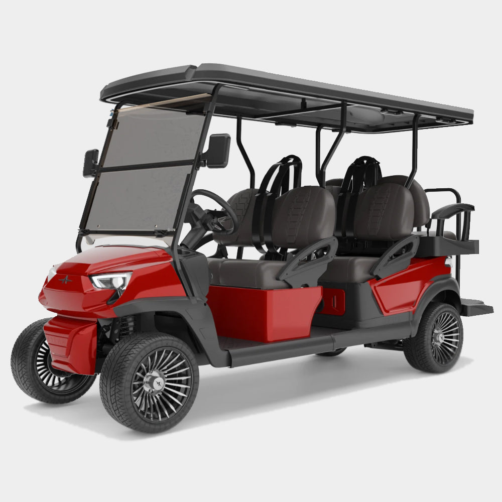 New 2024 Atlas 6 Passenger Electric Golf Car (Lithium), Ruby Red